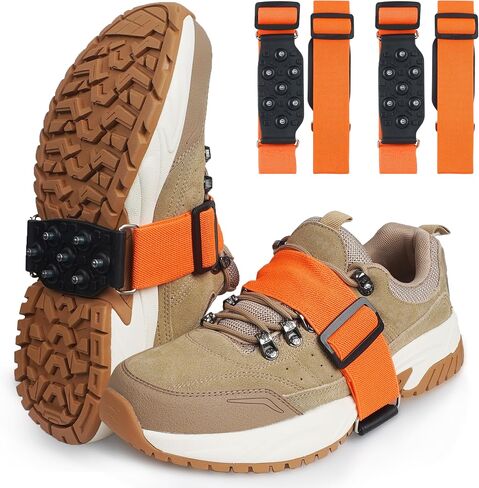 Ice Cleats Mid-Sole Snow Traction Cleats Crampons for Shoes and Boots Rotatable Non Slip Ice Grippers Overshoe with 7 Tungsten Studs for Walking on Snow Ice Men Women Indoor/Outdoor in Kuwait
