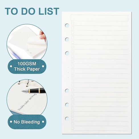 Toplive A6 Colored Filler Paper, 80 Sheets/ 160 Pages Loose Leaf Paper Inserts Planner Refills 6.7" x 4.1" for 6 Ring Binder Journal Notebook Paper, Checkered Blank in Saudi Arabia