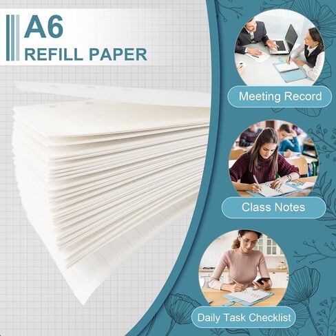 Toplive A6 Colored Filler Paper, 80 Sheets/ 160 Pages Loose Leaf Paper Inserts Planner Refills 6.7" x 4.1" for 6 Ring Binder Journal Notebook Paper, Checkered Blank in Saudi Arabia