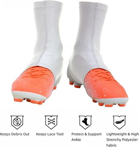 Senvitate Cleat Covers, Spats Football Cleat Covers, Football Cleat Spats, Cleat Sleeves for Soccer, Lacrosse, Baseball & Softball Youth Adults, Keeps Cleats Tied Turf Pellets Out in Kuwait