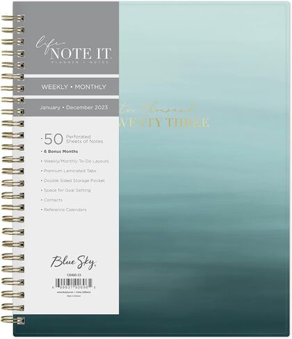 Blue Sky Life Note It 2024 ملاحظات مخططة أسبوعية وشهرية، 7 بوصة × 9 بوصة، غطاء متجمد، سلكي، مارينا (139480-24) in Saudi Arabia