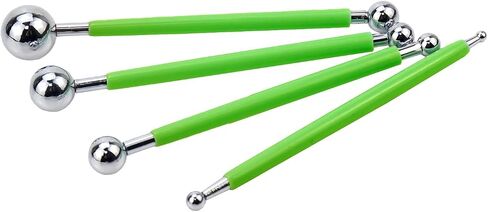 Wealrit 9 Pcs Clay Sculpting Tool, 5 Pieces 2 Way Metal Ceramic Clay Ball Stylus Dotting and Paper Flower Indentation Tool and 4 Pieces Double-Ended Metal Ball Stylus Tools(Pink,Light Green) in Saudi Arabia