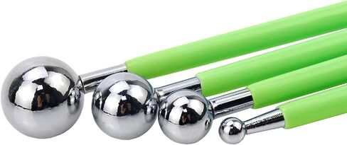 Wealrit 9 Pcs Clay Sculpting Tool, 5 Pieces 2 Way Metal Ceramic Clay Ball Stylus Dotting and Paper Flower Indentation Tool and 4 Pieces Double-Ended Metal Ball Stylus Tools(Pink,Light Green) in Saudi Arabia