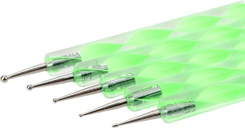 Wealrit 9 Pcs Clay Sculpting Tool, 5 Pieces 2 Way Metal Ceramic Clay Ball Stylus Dotting and Paper Flower Indentation Tool and 4 Pieces Double-Ended Metal Ball Stylus Tools(Pink,Light Green) in Saudi Arabia