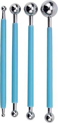 Wealrit 9 Pcs Clay Sculpting Tool, 5 Pieces 2 Way Metal Ceramic Clay Ball Stylus Dotting and Paper Flower Indentation Tool and 4 Pieces Double-Ended Metal Ball Stylus Tools(Pink,Light Green) in Saudi Arabia