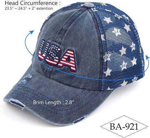 Distressed Washed Denim Fabric America Flag Patch Trucker Baseball Cap (BA-912)(BA-914) in Saudi Arabia