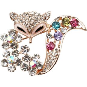 Vintage crystal rhinestones fox brooch women girl fashion personality jewelry Lapel Pin Safety Pin