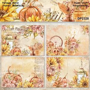 A5 size Autumn Thanksgiving Harvest Theme Dot Scrapbook, DIY Album Scrapbook Paper,Greeting Card Making Background Paper Craft Supplies Painting Decoration Travel Diary Paper 14.5x21cm