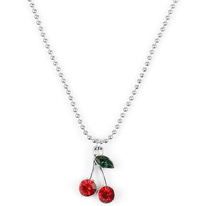 xuzhiyuan Cute Cherry Cubic Zirconia Necklace Faux Pearl Cherry Charms Necklace Lovely Fruits Cute Choker for Women Girls Party Best Gift for Christmas