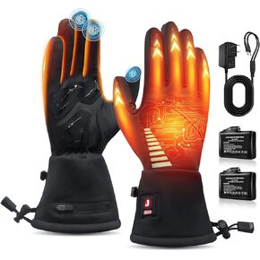 Heated Glove Liners for Men Women, Rechargeable Electric Battery Heating Touchscreen Ski Gloves, Waterproof Hand Warmer Thermal Gloves for Cycling Hiking Hunting Snowboarding Motorcycling