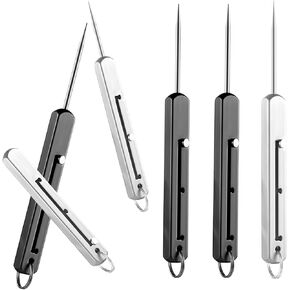 weikui 6 Pieces Portable Titanium Toothpicks Pocket Toothpick Metal Toothpick Holder for Outdoor Picnic and Camping (6)