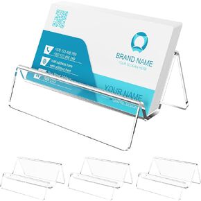 Acrylic Business Card Holder for Desk & Counter, Business Card Holder Display, Clear Business Card Stand, Business Cards Holder Stand, Desktop Plastic Name Card Organizer, 3 Pack