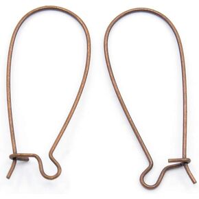 PH PandaHall 50-Piece Red Copper Kidney Earring Wires, Brass Hoop Earrings Components, 33mm/1.3inch