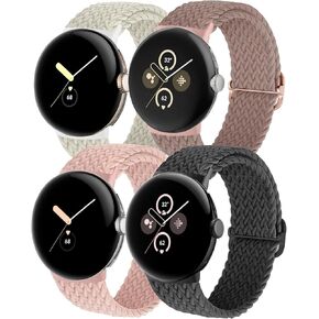 Braided pixel watch 2 band,for Google Pixel 2 Watch Band/Pixel Watch Band for Women Men,Stretchy Elastic Nylon Braided Solo Loop Strap Bracelet Correa SmartWatch Accessories