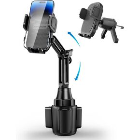 Cup Phone Holder for Car with VENT CLIP, Upgraded Cup Holder Phone Mount for Car with Expandable Base, Cell Phone Cradles Compatible with IPhone Samsung All 4.0-7.0 inches Phones