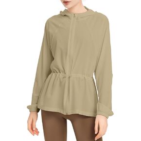 Locachy Women's UPF 50+ Sun Protection Hoodie Jacket Full Zip Cooling Active Running Hooded Sweatshirt