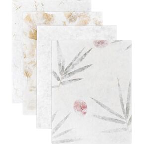 Hygloss Products Mulberry Paper, Handmade Decorative Kozo Paper with Pressed Flowers, For Card Making and Crafts, 4 Assorted Designs, 8.5 x 11-Inch, 16 Sheets