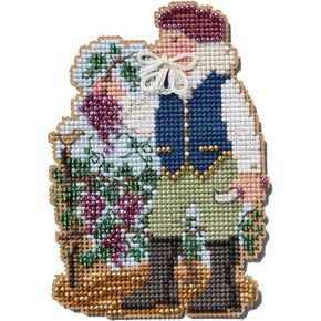 Mill Hill Vineyard Santa Beaded Counted Cross Stitch Ornament Kit 2024 Mediterranean Santas MH202433, 3.25" x 4.5", Multi