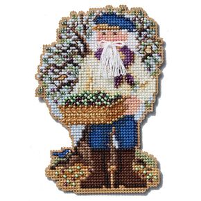 Mill Hill Olive Harvest Santa Beaded Counted Cross Stitch Ornament Kit 2024 Mediterranean Santas MH202432, 3.25" x 4.5", Multi