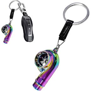 Augeny Car Turbo Keychain, Creative Metal Spinning Turbocharger Key Fob, Universal Vehicle Part Keychain Key Ring Decoration (Black)