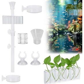 Fish Feeding Tube Aquarium Plant Holder Kit，Fish Feeder for Aquarium，Plant Holder for Fish Tank，Removable Adjusted Length Shrimp Feeding Dish，Plant Holder for Aquarium for Water Feature Decoration