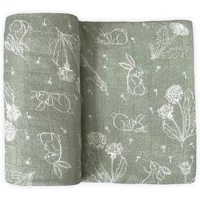 Leyl&Ari Muslin Swaddle Blanket | Receiving Blankets for Baby Boy Girl | Floral Swaddle Blanket (Wild Herbs)