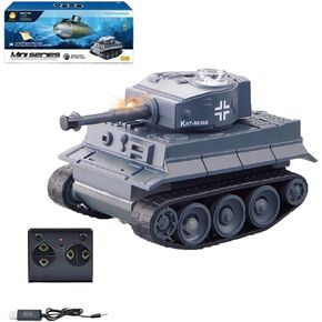 Mini German WW2 Tiger Battle Tank Gray RC 1/72 Scale Model IR Remote Control Military Vehicle with LED