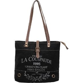 Shy Shy La Couspaude Upcycled Canvas Hand Bag Upcycled Canvas & Cowhide Tote Bag Radiant Upcycled Canvas Leather Bag