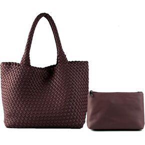 Woven Bag for Women, Tote Bag for Work, Large Beach Travel Handbag and Purse, Retro Shoulder Bag, Shopping Bag