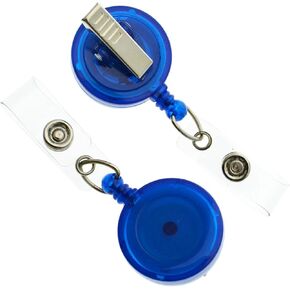 25 Pack - Translucent Retractable ID Badge Reels with Alligator Swivel Clip - Colorful Badge Holder Blanks with Swivel Clips for Nurses, Teacher, and Office Employees by Specialist ID (Royal Blue)