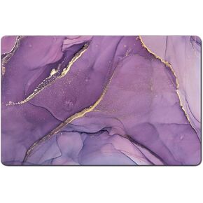 Dog Food Mats for Floors, 16"x24" Non-Slip Super Absorbent Pet Food Mat, Dishwasher Dog Mat for Food and Water, Cute Rubber Pet Feeding Mat for Dog Cat(Purple Gold Marble)