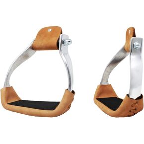 CHALLENGER Horse Saddle Stirrups Western Saddle Aluminium Twisted Angled 51184