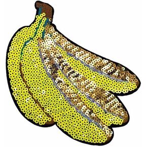 Yellow Bananas Sequins Iron/Sew On Patch, Large Embroidered Appliques Patches for Women Clothes Jacket T-Shirt