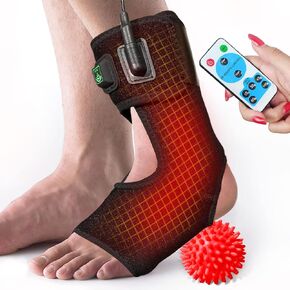 Heated Foot Ankle Brace Wraps for Planters Fasciitis and Achilles Tendinitis Pain Relief, 4 Auto Off Timers Moist Heat Heating Pad for Men Women Arthritis Injury in Kuwait