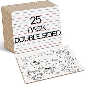 Dry Erase Boards for Kids 25 Pack, Double Sided Small Whiteboard with Lines for Students, Teacher & Classroom Pack, 9"x12" Mini Dry Erase White Boards Lined for Writing Math English Practice