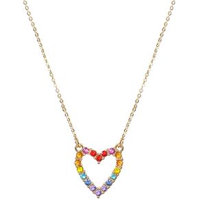 NTLX Rainbow Color Necklace Pendant for Women – Delicate & Elegant – 14K Gold Plated – Embellished with Beautiful Rhinestone Crystals – Gift Box Included