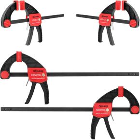XINQIAO Bar Clamps for Woodworking 6 Inch (2) 12 Inch (2) Wood Clamps Set, Trigger Clamps with 150 lbs, One-Handed Clamp/Spreader for Stable and Reliable Fixing Solutions