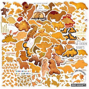 61Pcs Dino Nugget Stickers Pack, Aesthetic Vinyl Waterproof Stickers for Water Bottle,Skateboard,Laptop,Phone,Journaling,Scrapbooking Decals Gifts for Kids Teens Adults for Party Supply Reward…