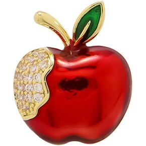 Red Apple Fruit Little Brooch Rhinestone Crystal Lapel Pin for Women Girls Men Cute Dress Accessories Brooches Xmas Festival Ornament Christmas Eve School Teacher Student Appreciation Award Gift Corsage Pin Jewelry Birthday Graduation
