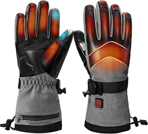 Omobolanle Heated Gloves for Men Women with 7.4V 3000mAh Rechargeable Battery,Waterproof Touchscreen Heating Work Gloves,Hand Warmer Electric Winter Glove for Motorcycle Hunting Skiing Fishing Hiking in Kuwait