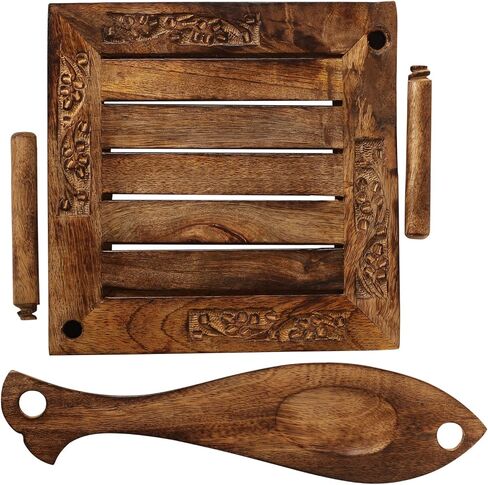 حامل مناديل خشبي للطاولة - حامل مناديل خشبي مربع ريفي للمطبخ - موزع مناديل لأسطح طاولة الطعام in Kuwait