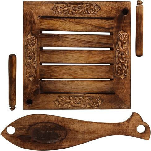 حامل مناديل خشبي للطاولة - حامل مناديل خشبي مربع ريفي للمطبخ - موزع مناديل لأسطح طاولة الطعام in Kuwait