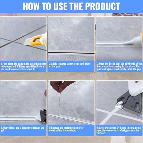 Tile Grout Repair Kit - 2Pcs White Grout Filler Tube for Seal Kitchen Bathroom Living Room Floor Tile, Large Capacity/180g - Tile Grout and Caulking Tool, Renew and Repair Gaps in Tile Seams in Saudi Arabia