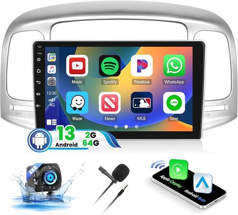 UNITOPSCI 2G+64G Android 13 Car Stereo for Hyundai Accent 2006-2011with Wireless Apple CarPlay Android Auto 9 Inch Touchscreen GPS Navigation Bluetooth HiFi Audio FM/RDS SWC + Backup Camera Mic in Saudi Arabia