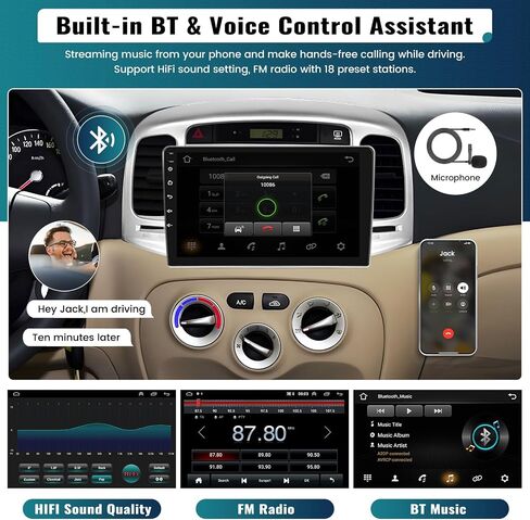 UNITOPSCI 2G+64G Android 13 Car Stereo for Hyundai Accent 2006-2011with Wireless Apple CarPlay Android Auto 9 Inch Touchscreen GPS Navigation Bluetooth HiFi Audio FM/RDS SWC + Backup Camera Mic in Saudi Arabia
