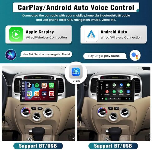 UNITOPSCI 2G+64G Android 13 Car Stereo for Hyundai Accent 2006-2011with Wireless Apple CarPlay Android Auto 9 Inch Touchscreen GPS Navigation Bluetooth HiFi Audio FM/RDS SWC + Backup Camera Mic in Saudi Arabia