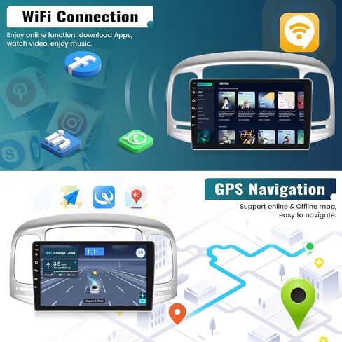 UNITOPSCI 2G+64G Android 13 Car Stereo for Hyundai Accent 2006-2011with Wireless Apple CarPlay Android Auto 9 Inch Touchscreen GPS Navigation Bluetooth HiFi Audio FM/RDS SWC + Backup Camera Mic in Saudi Arabia