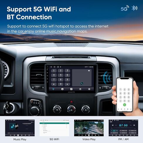 9 Inch 5G WiFi Car Stereo Radio Navigation for Dodge Ram 1500 2500 3500 2013 2014 2015 2016 2017 2018 Support Wireless Carplay Android Auto HDMI GPS FM AM Radio Rear Camera SWC (2G RAM+64G ROM) in Saudi Arabia