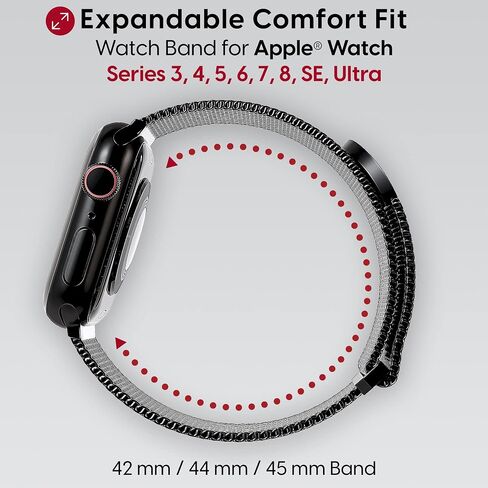 TALK WORKS Expandable Watch Band Compatible with Apple Watch Series - Magnetic Closure - Stainless Steel Mesh Loop Comfort Fit Strap for Women and Men in Saudi Arabia