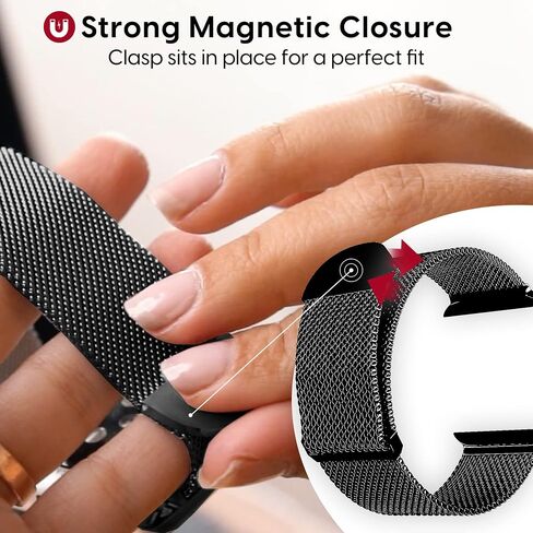 TALK WORKS Expandable Watch Band Compatible with Apple Watch Series - Magnetic Closure - Stainless Steel Mesh Loop Comfort Fit Strap for Women and Men in Saudi Arabia